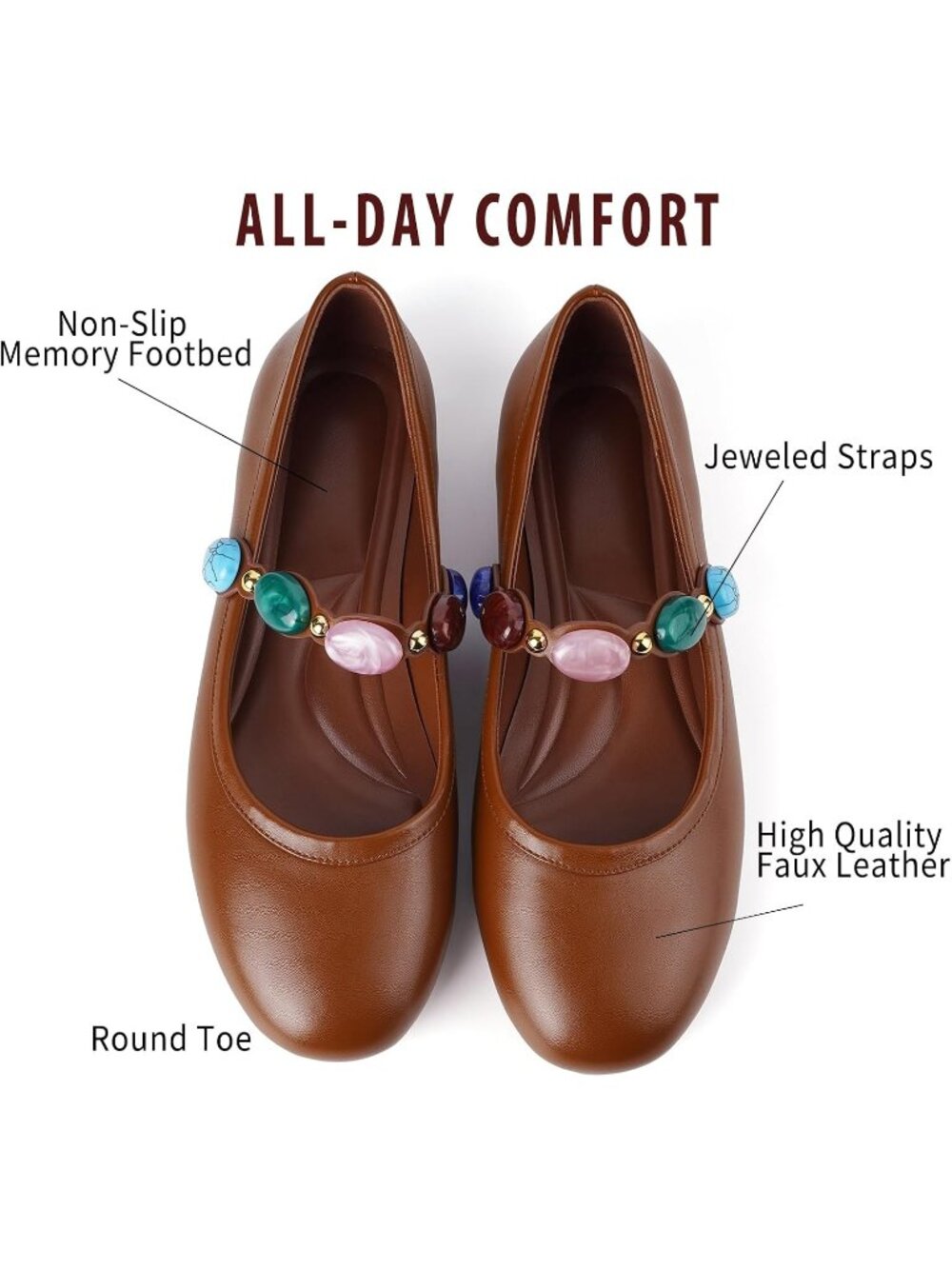 Women's Mesh Flats Ballet Flats Mary Jane Leopard Gem Tan Flats